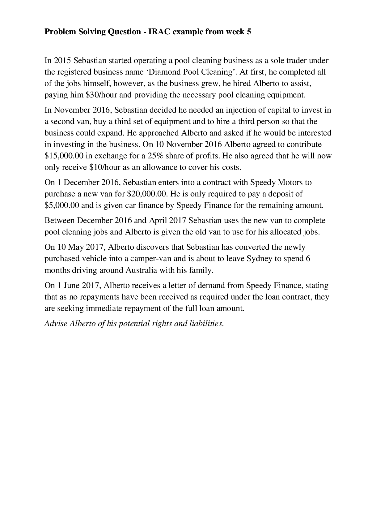 Preview image of Issue, Rule, Application, and Conclusion (IRAC). Problem Solving Question document